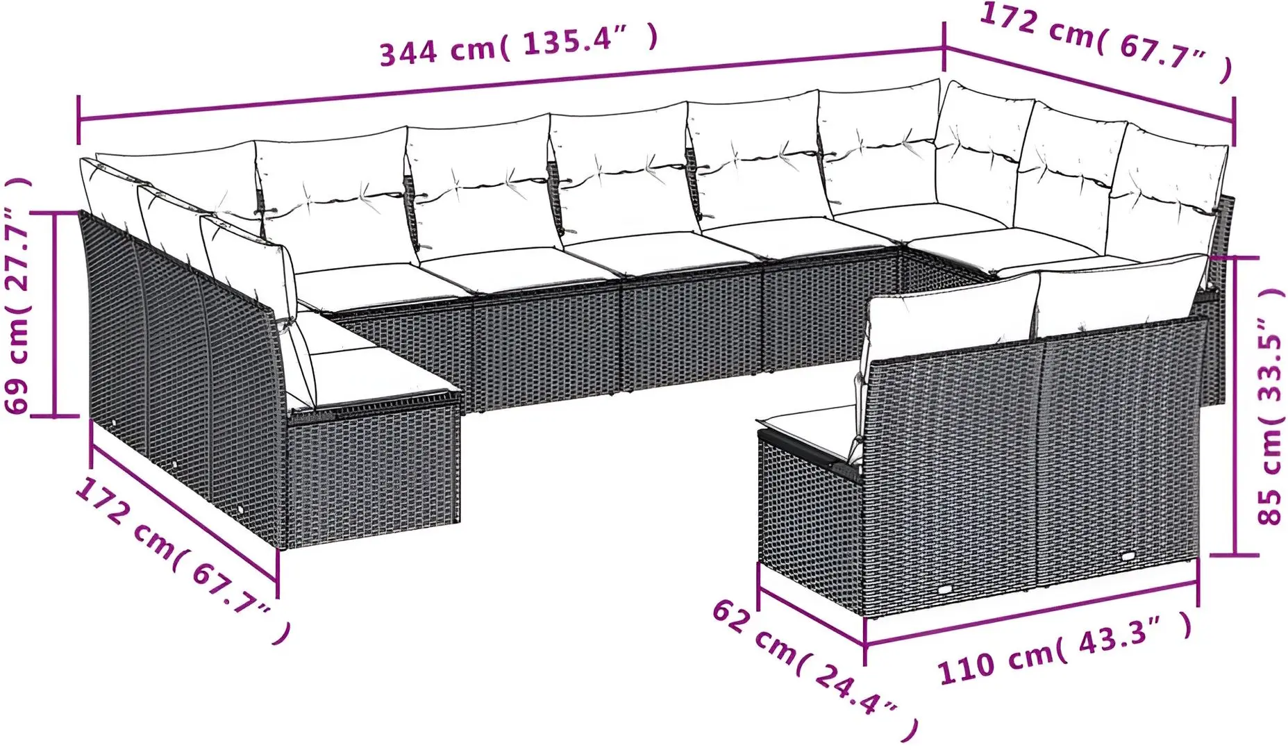 Set mobilier de grădină VidaXL 3250212 (Brown/White)