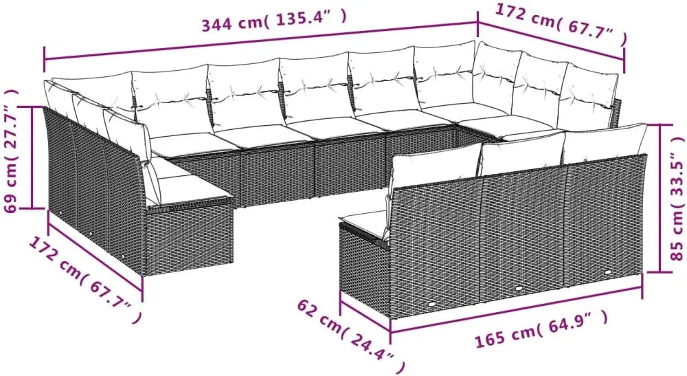 Set mobilier de gradina VidaXL 3250224 (Black)