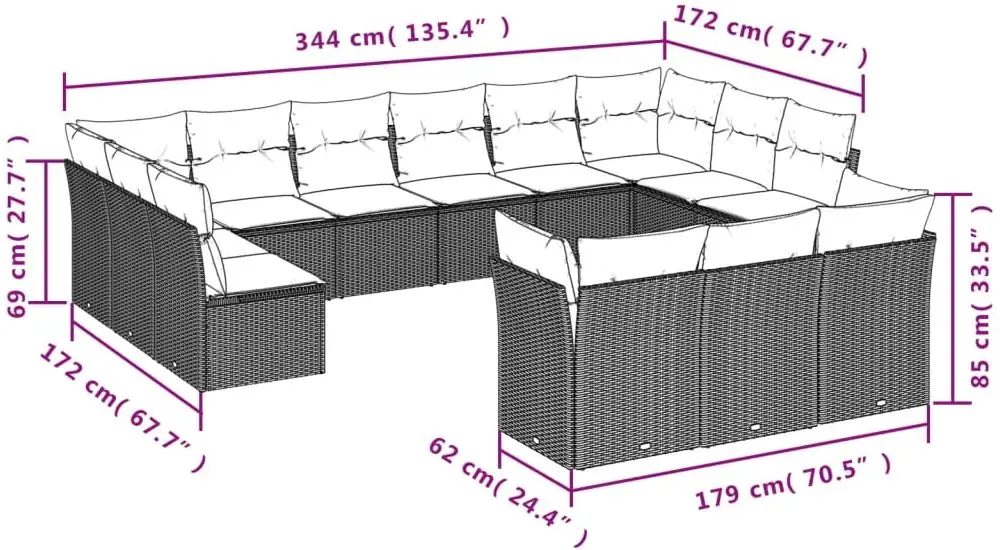 Set mobilier de gradina VidaXL 3250285 (Black/Cream)