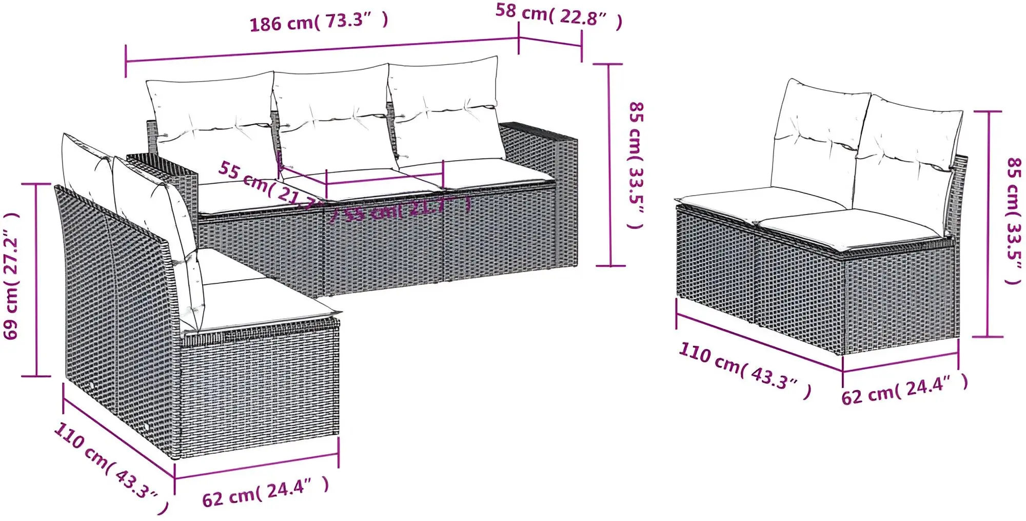 Set mobilier de grădină VidaXL 3251170 (Brown/White)