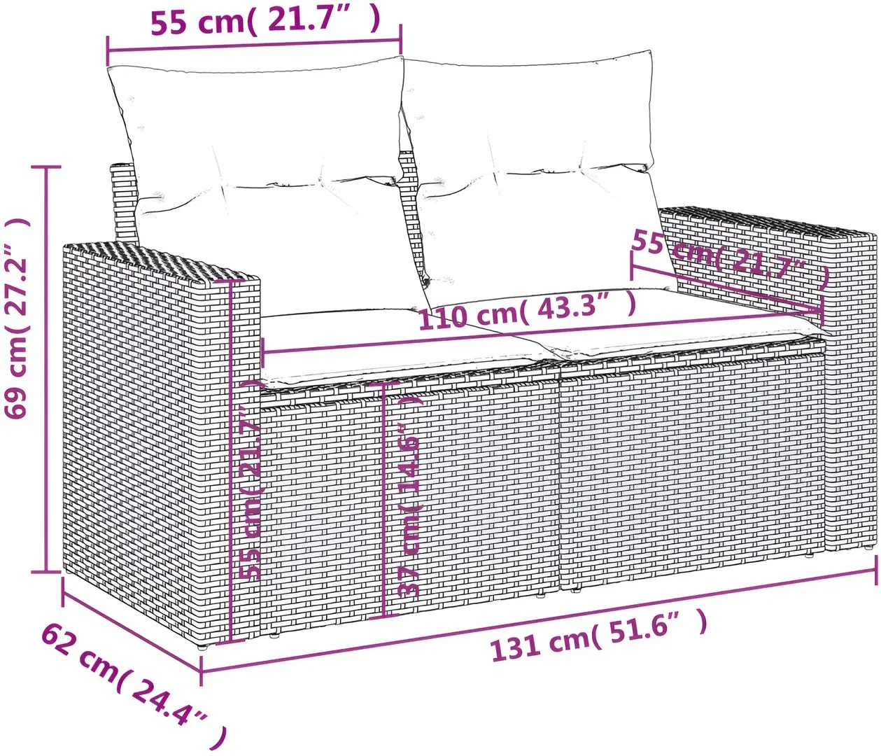 Set mobilier de grădină VidaXL 3251170 (Brown/White)
