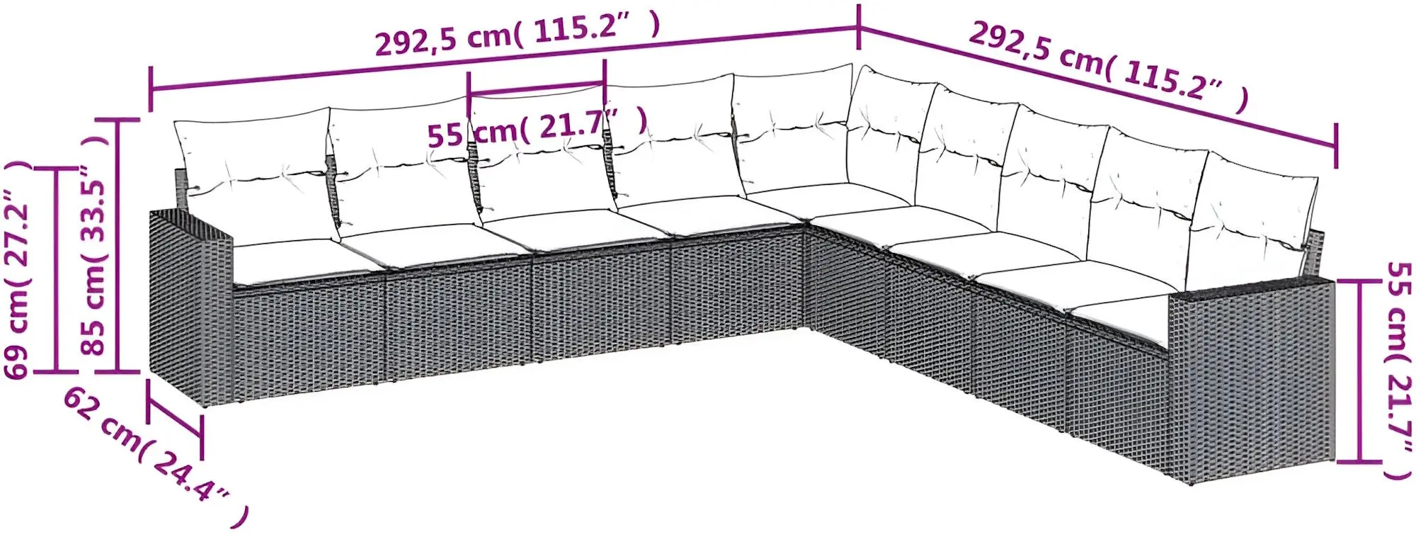 Set mobilier de grădină VidaXL 3251427 (Grey)