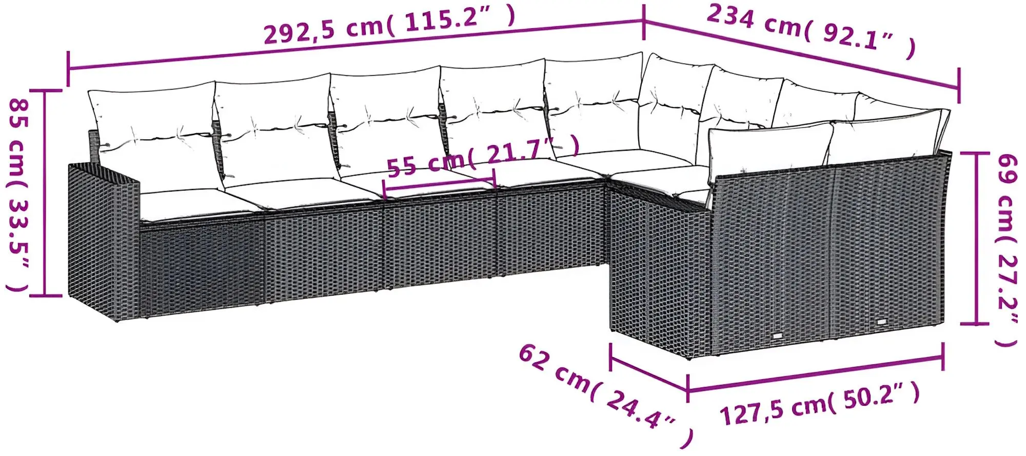 Set mobilier de grădină vidaXL 3251776 (Beige/Grey)