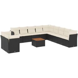 Set mobilier de gradina VidaXL 3256056 (Black/Cream/Acacia) Thumb