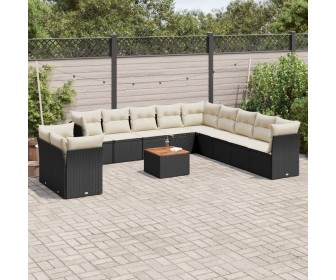 Set mobilier de gradina VidaXL 3256056 (Black/Cream/Acacia)