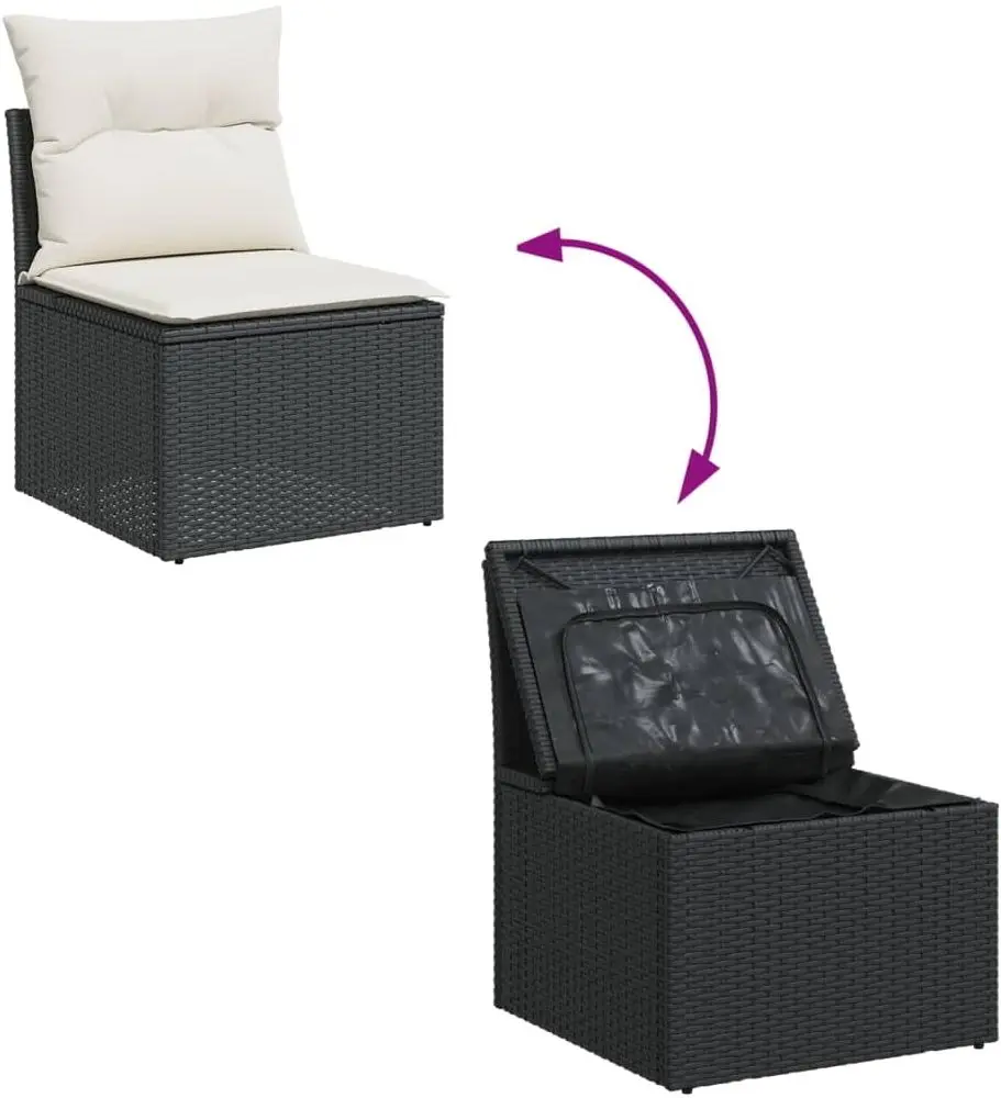 Set mobilier de gradina VidaXL 3256056 (Black/Cream/Acacia)