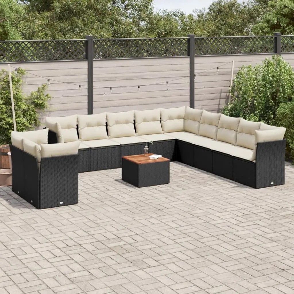 Set mobilier de gradina VidaXL 3256056 (Black/Cream/Acacia)