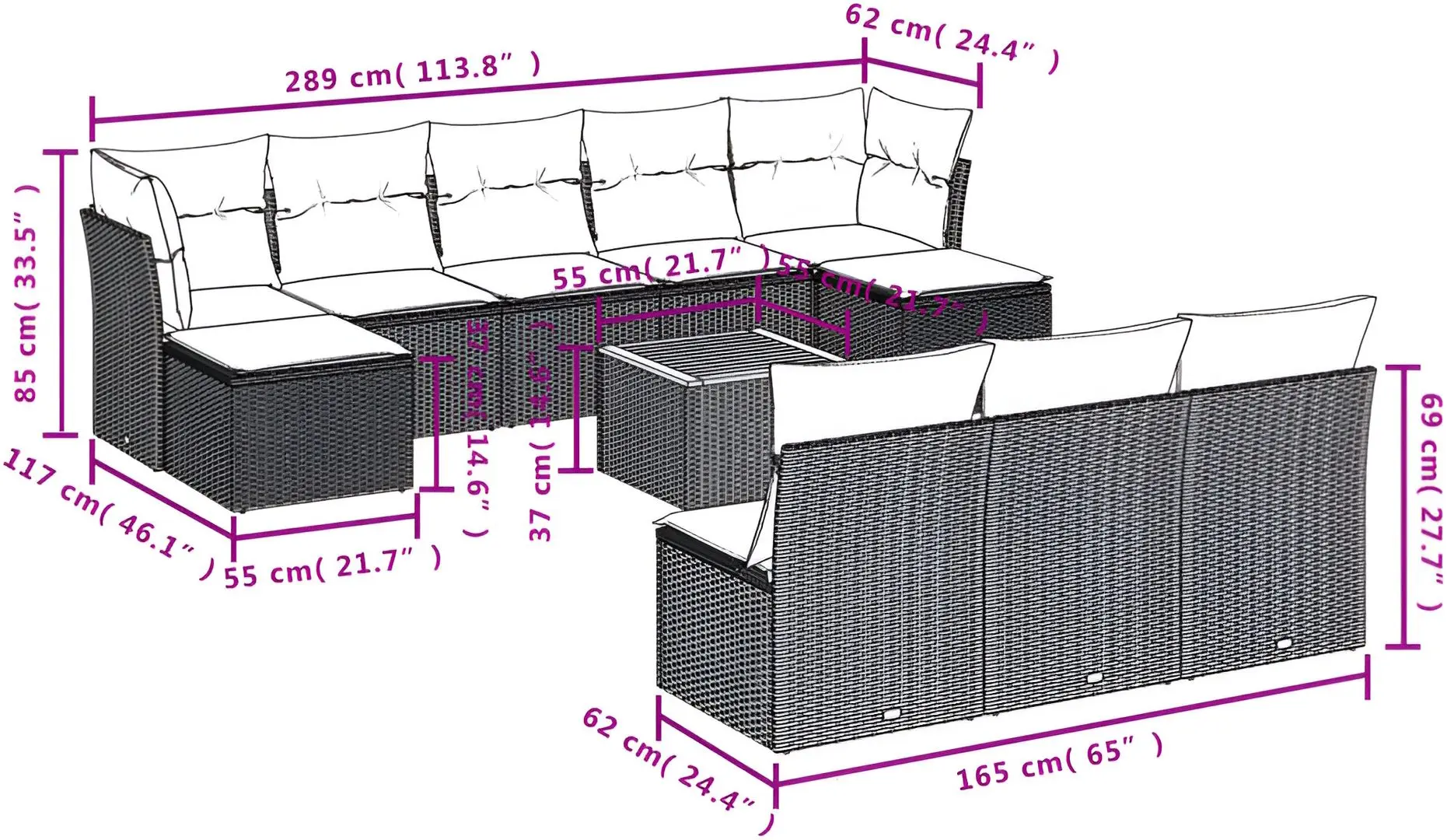 Set mobilier de grădină VidaXL 3256199 (Beige/Grey)