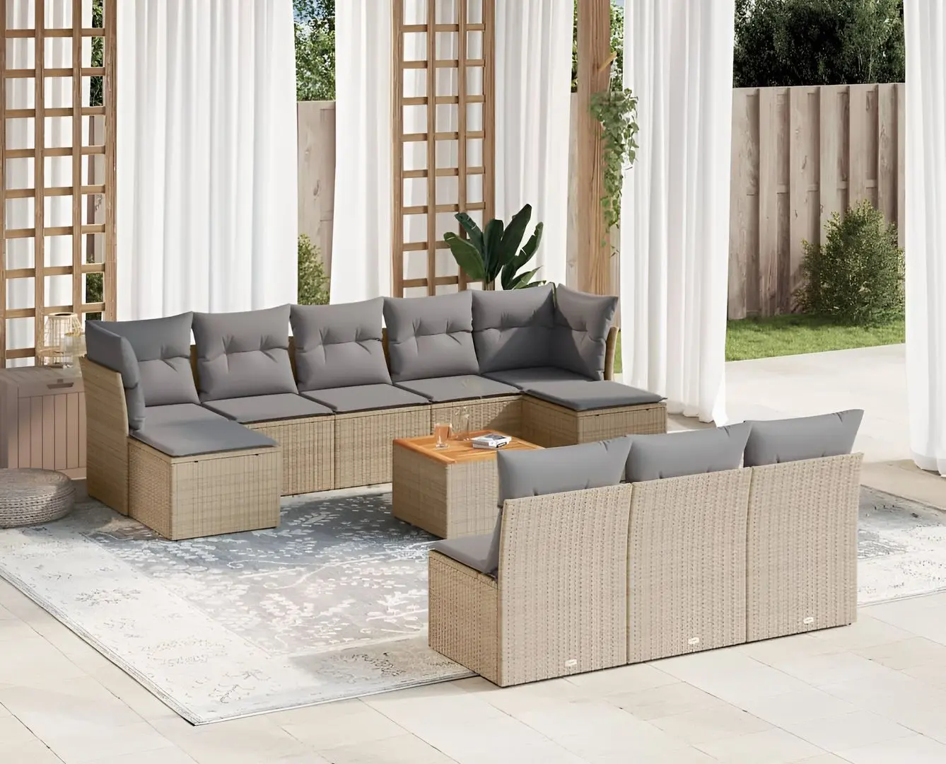 Set mobilier de grădină VidaXL 3256199 (Beige/Grey)