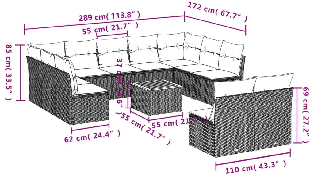Set mobilier de gradina VidaXL 3256220 (Light Grey/Beige)