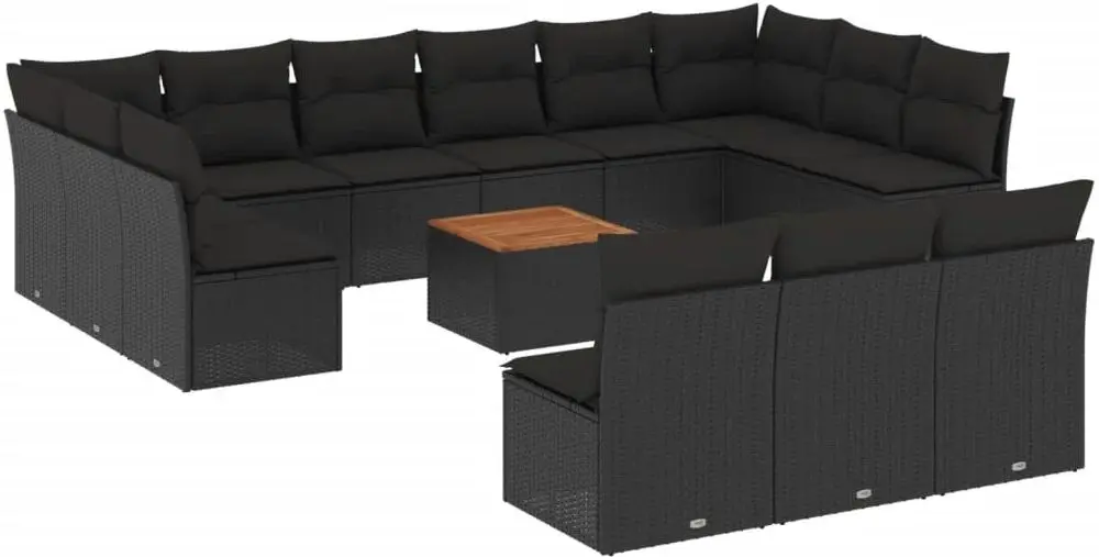 Set mobilier de gradina VidaXL 3256230 (Black/Acacia)
