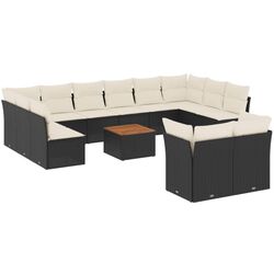 Set mobilier de gradina VidaXL 3256245 (Black/Cream/Acacia) Thumb