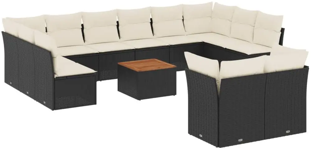 Set mobilier de gradina VidaXL 3256245 (Black/Cream/Acacia)