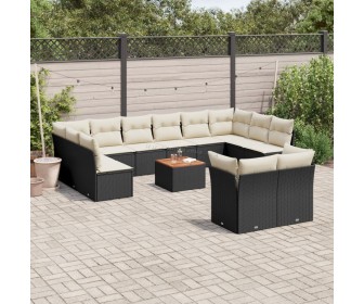 Set mobilier de gradina VidaXL 3256245 (Black/Cream/Acacia)