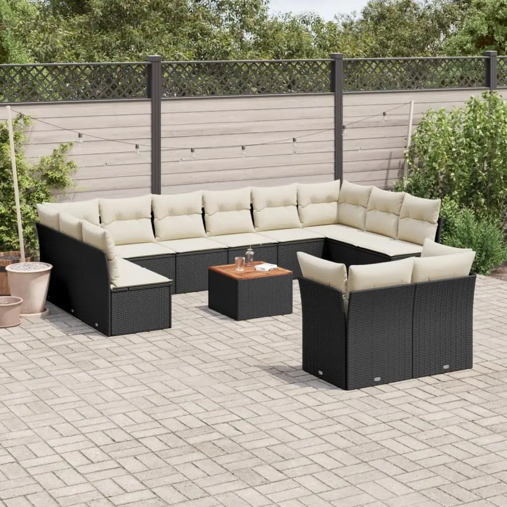 Set mobilier de gradina VidaXL 3256245 (Black/Cream/Acacia)