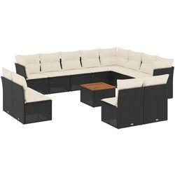 Set mobilier de gradina VidaXL 3256259 (Black/Cream/Acacia) Thumb