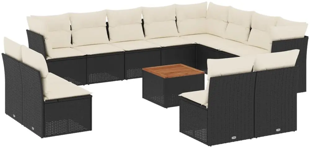 Set mobilier de gradina VidaXL 3256259 (Black/Cream/Acacia)