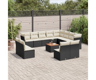 Set mobilier de gradina VidaXL 3256259 (Black/Cream/Acacia)