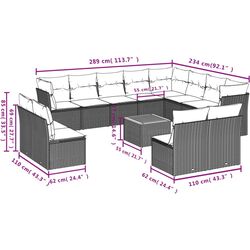 Set mobilier de gradina VidaXL 3256259 (Black/Cream/Acacia) Thumb