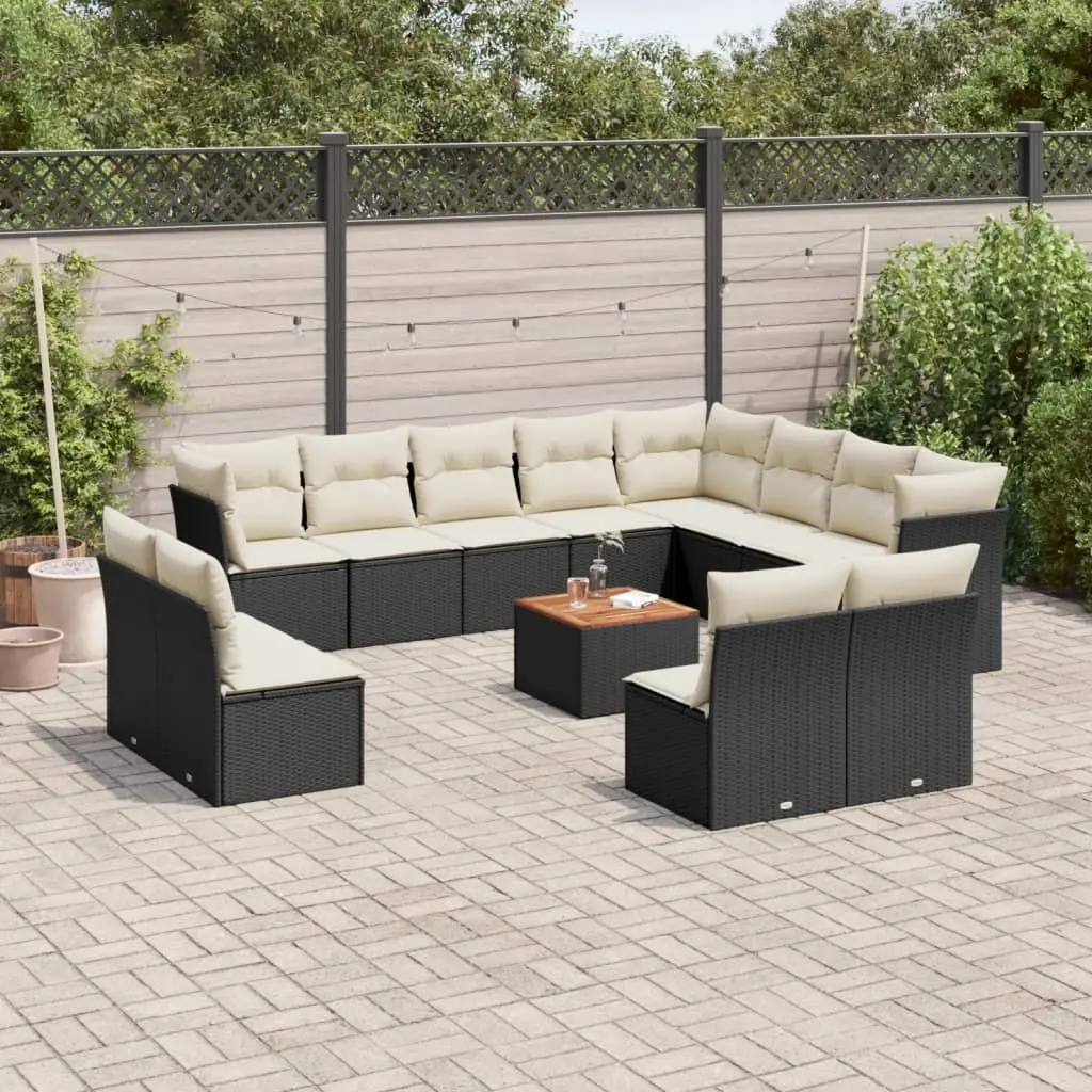 Set mobilier de gradina VidaXL 3256259 (Black/Cream/Acacia)