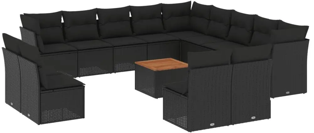 Set mobilier de gradina VidaXL 3256265 (Black/Acacia)