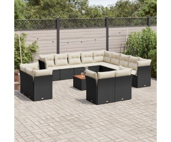 Set mobilier de gradina VidaXL 3256287 (Black/Cream/Acacia)