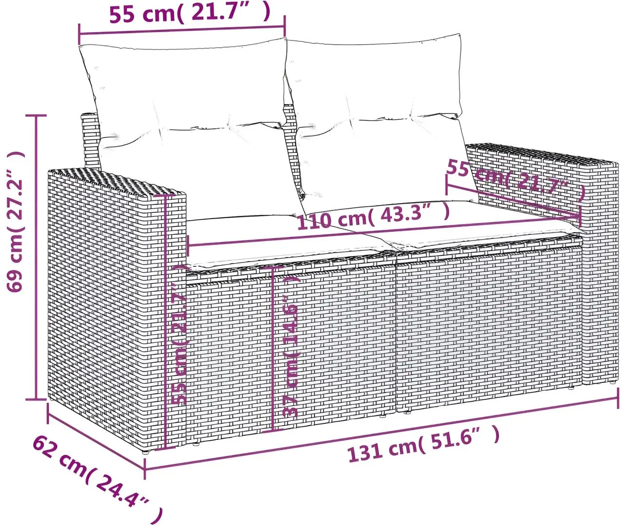 Set mobilier de grădină VidaXL 3256591 (Beige/Grey)