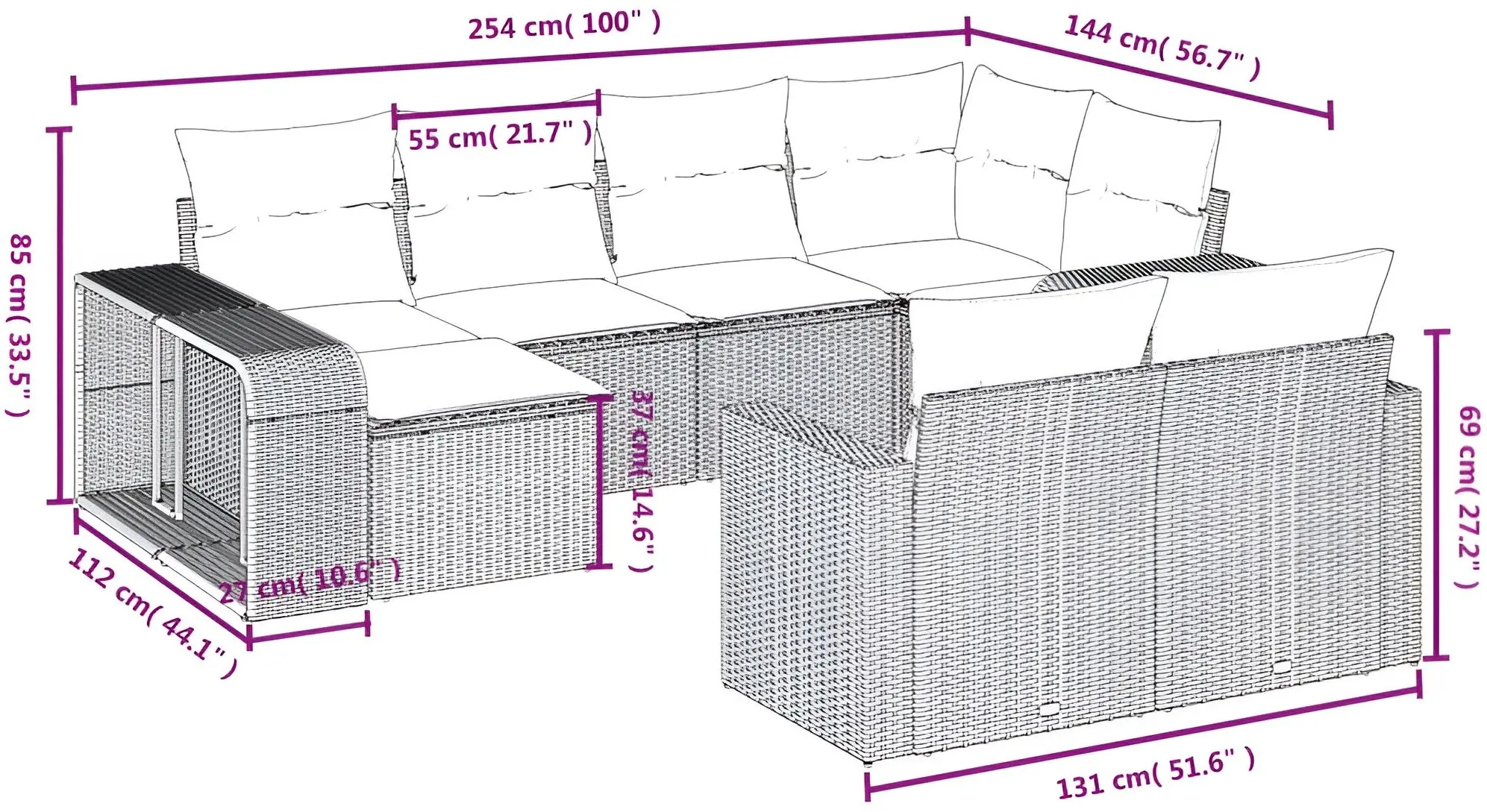 Set mobilier de grădină vidaXL 3261289 (Beige/Grey)