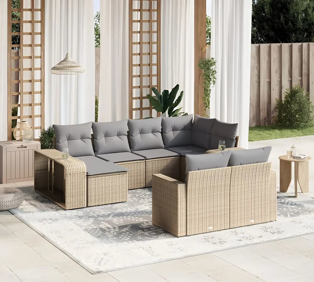 Set mobilier de grădină vidaXL 3261289 (Beige/Grey)