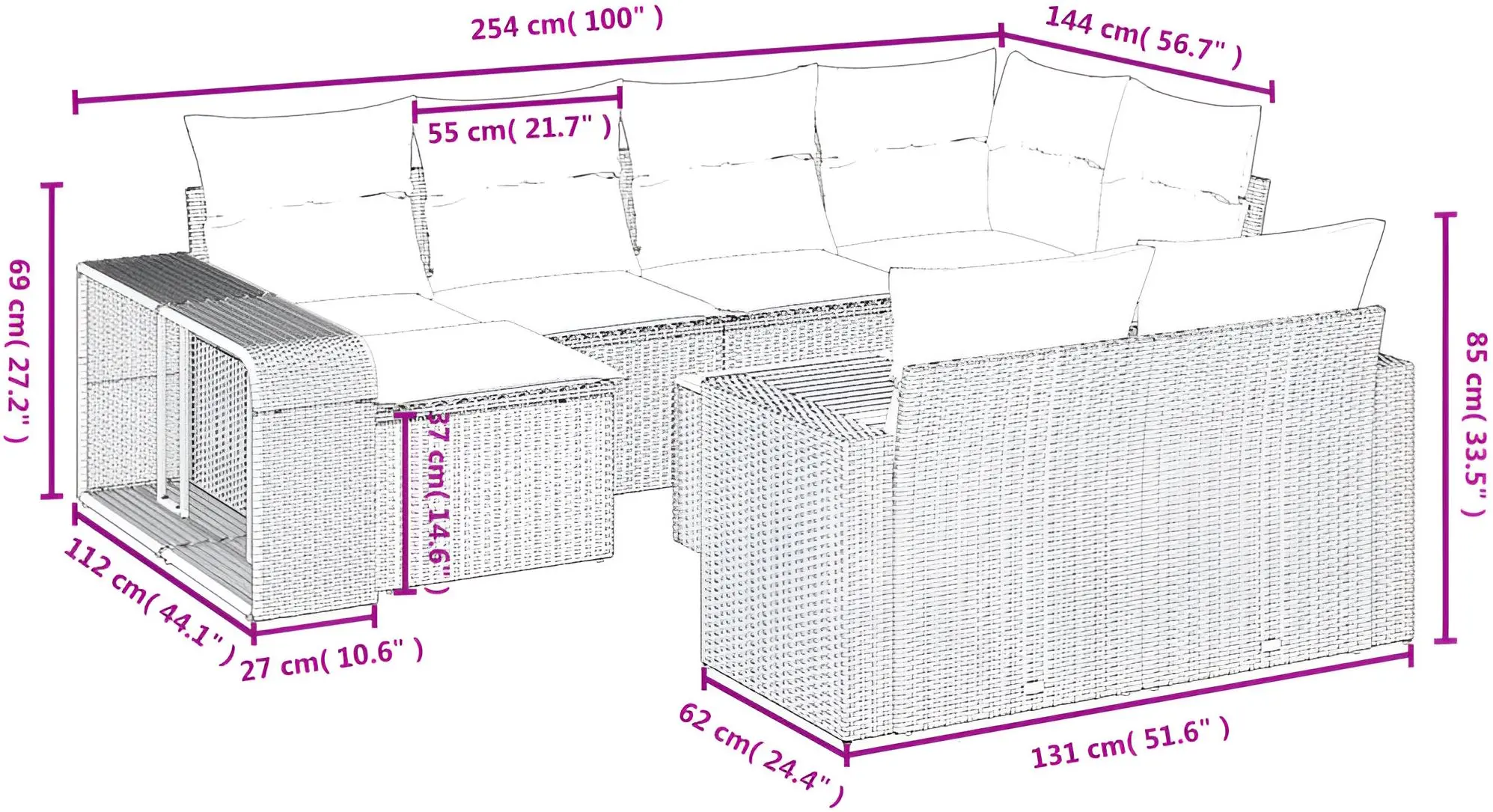 Set mobilier de grădină VidaXL 3261306 (Black/White)
