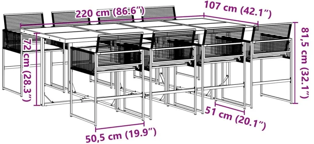 Set mobilier de gradina VidaXL 3295025 (Black)