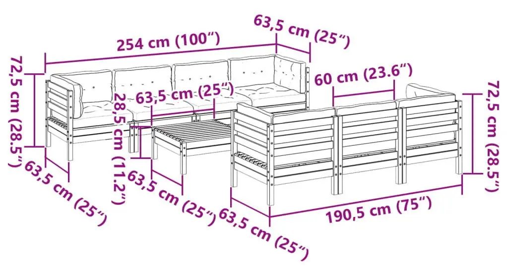 Set mobilier de gradina VidaXL 3299330 (Natural/Anthracite)