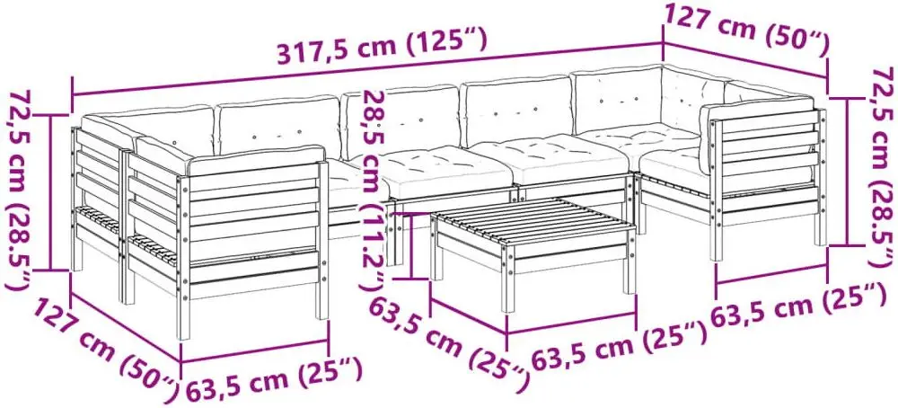 Set mobilier de grădină VidaXL 3299340 (Natural/Grey)
