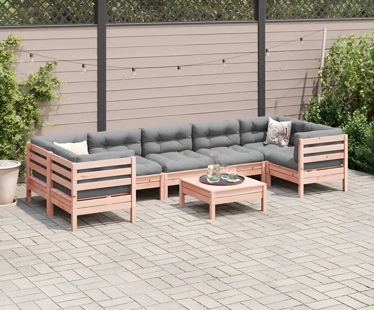Set mobilier de grădină VidaXL 3299340 (Natural/Grey)