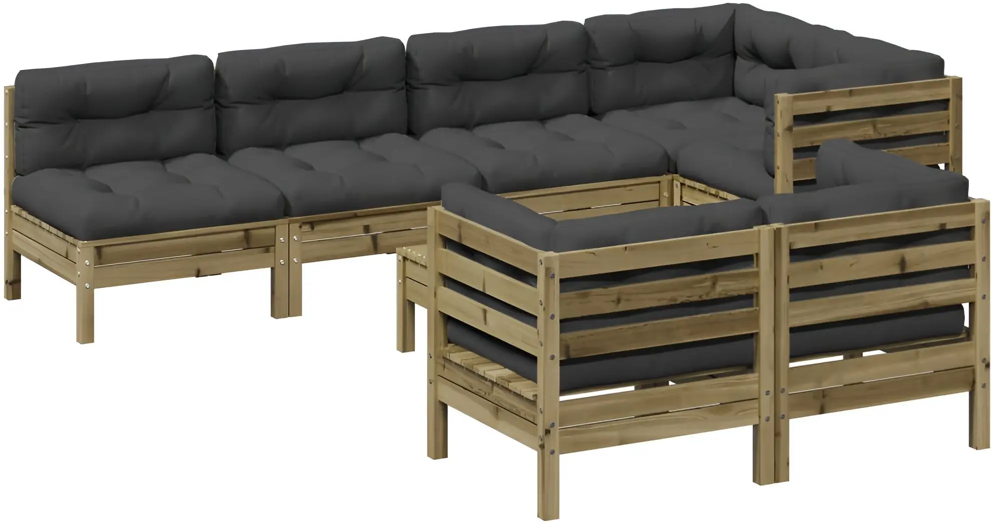 Set mobilier de grădină VidaXL 3299352 (Natural/Anthracite)