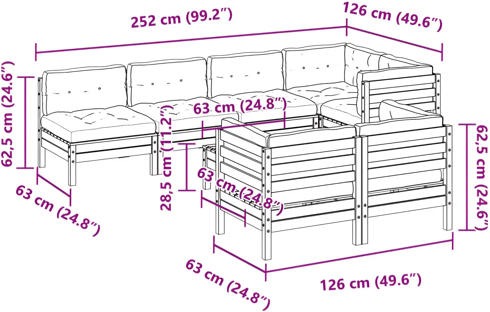 Set mobilier de grădină VidaXL 3299352 (Natural/Anthracite)