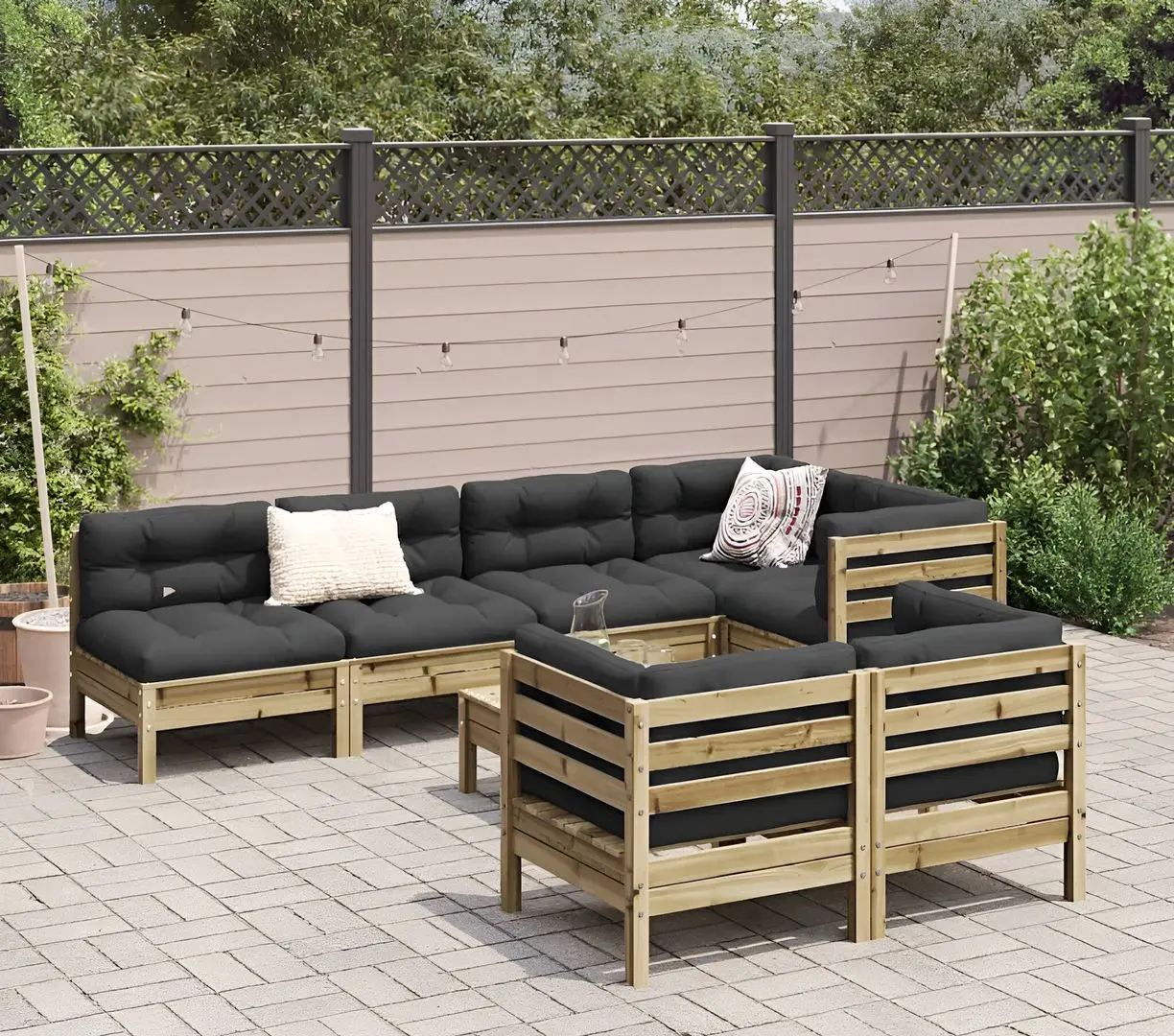 Set mobilier de grădină VidaXL 3299352 (Natural/Anthracite)