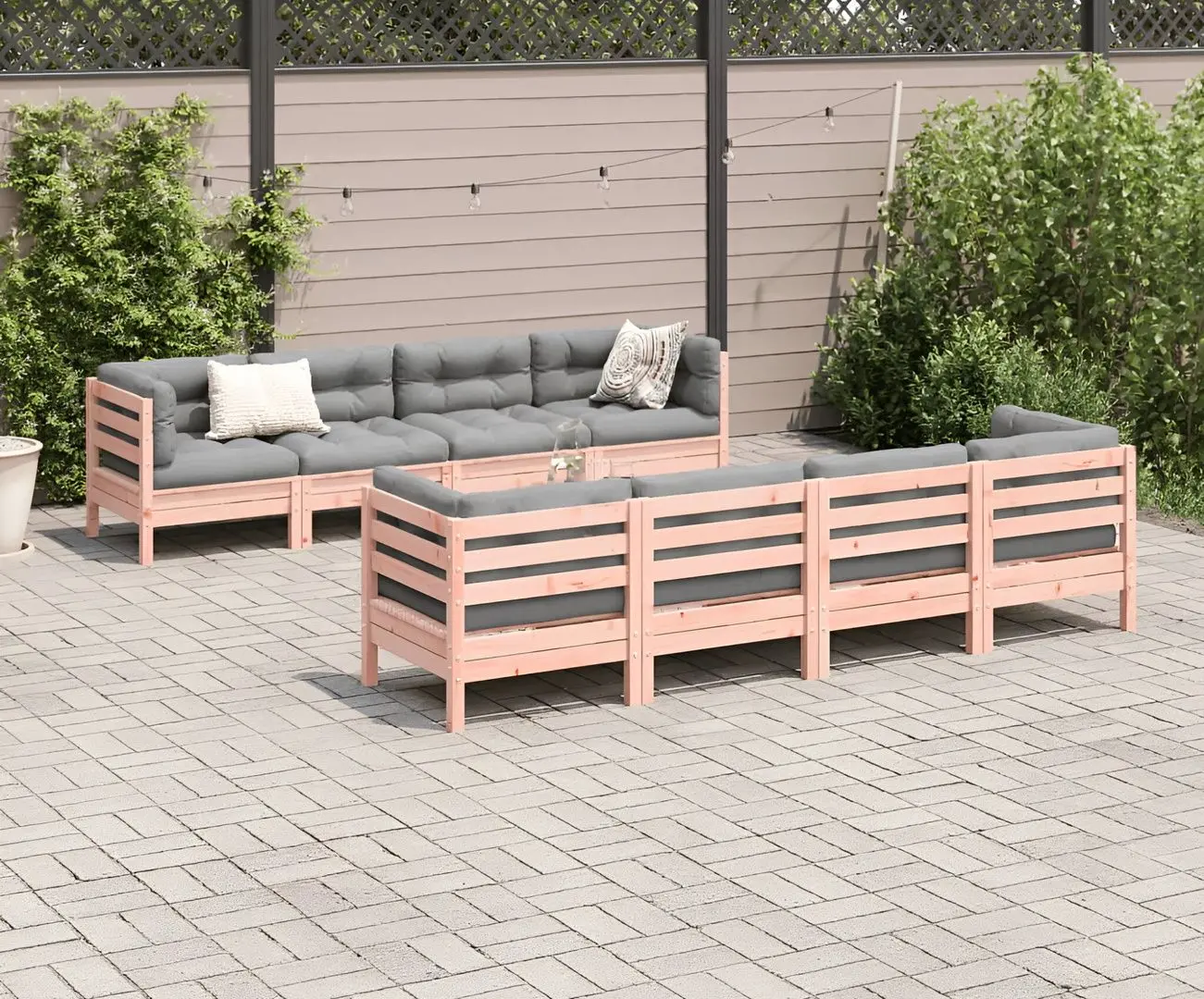 Set mobilier de grădină VidaXL 3299363 (Natural/Grey)