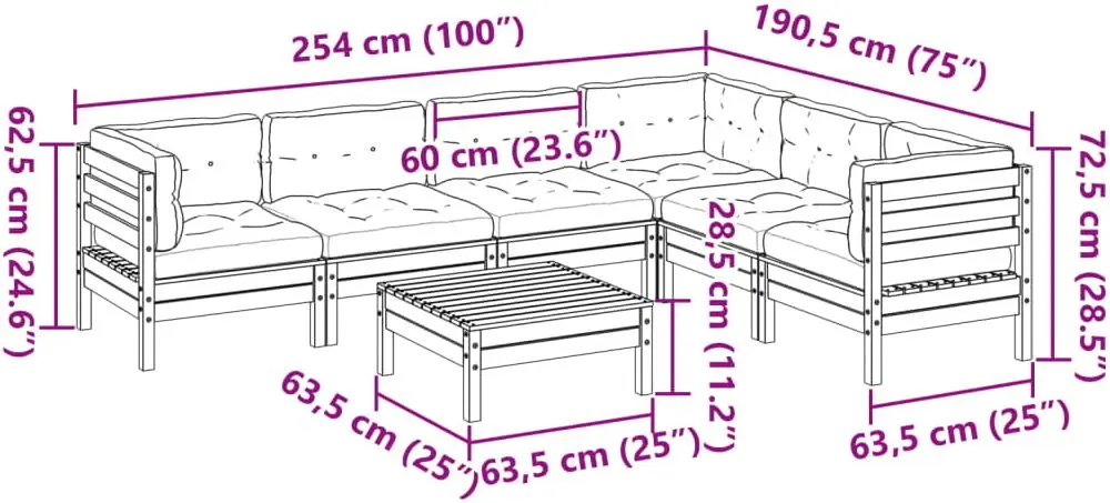Set mobilier de grădină VidaXL 3299473 (Natural/Anthracite)