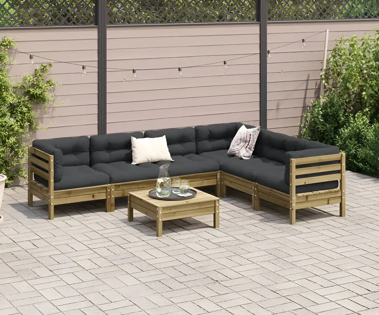Set mobilier de grădină VidaXL 3299473 (Natural/Anthracite)