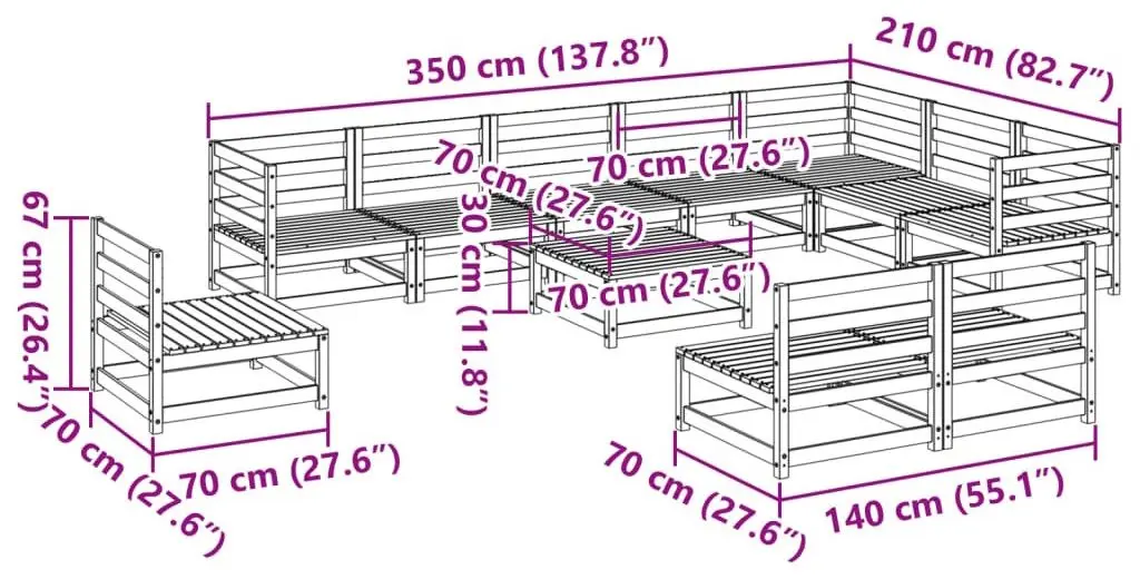 Set mobilier de gradina VidaXL 3299485 (Natural)