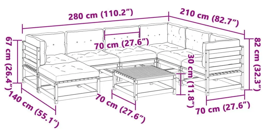 Set mobilier de gradina VidaXL 3299556 (Natural/Anthracite)