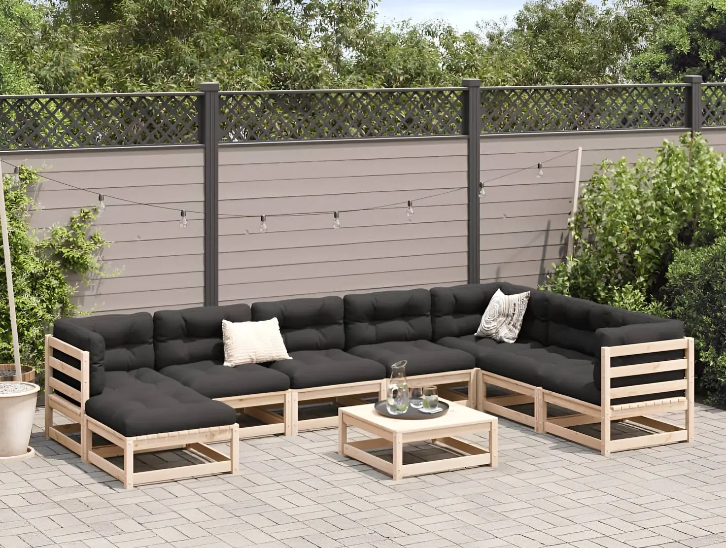 Set mobilier de grădină VidaXL 3299585 (Natural/Anthracite)