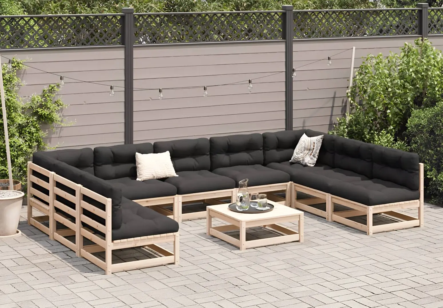 Set mobilier de grădină VidaXL 3299596 (Natural/Anthracite)