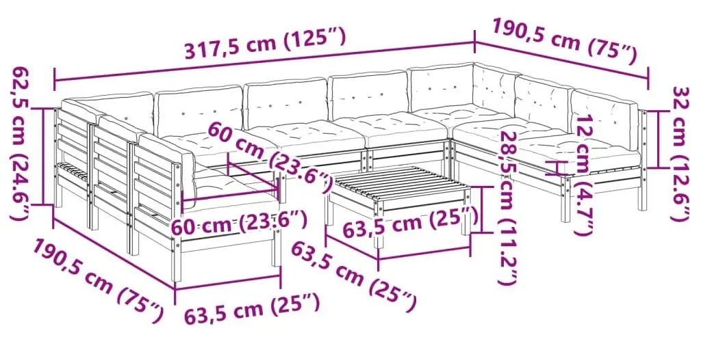 Комплект садовой мебели VidaXL 3299600 (Brown/Cream)