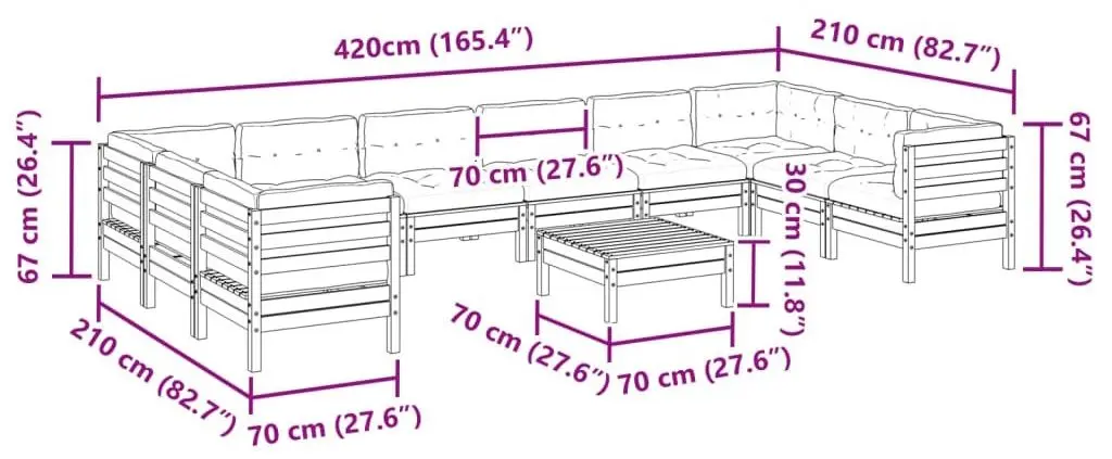 Set mobilier de gradina VidaXL 3299648 (Brown/Cream)
