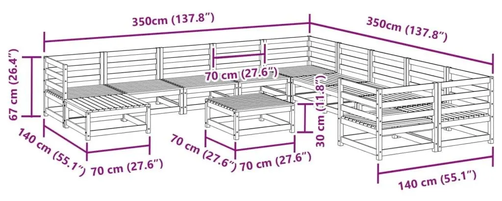 Set mobilier de gradina VidaXL 3299651 (Natural)