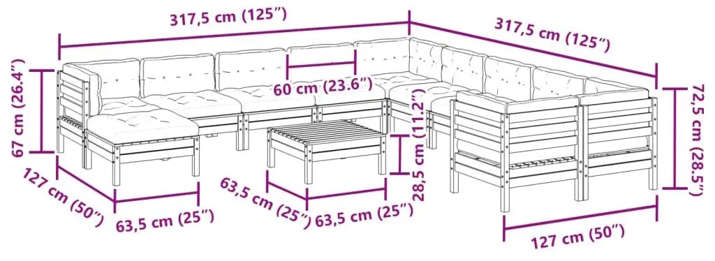 Set mobilier de gradina VidaXL 3299655 (Brown/Cream)