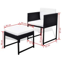 Set mobilier de gradina VidaXL 42759 (Black/White) Thumb