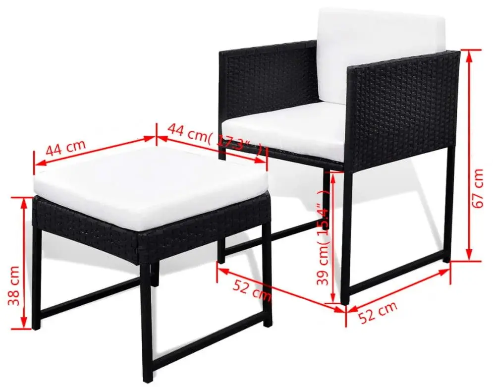 Set mobilier de gradina VidaXL 42759 (Black/White)